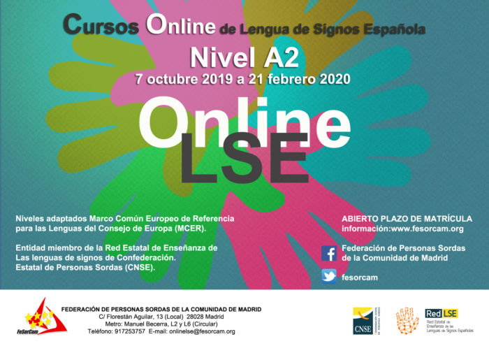 cartel del curso ONLINE de Lengua de Signos Española A2