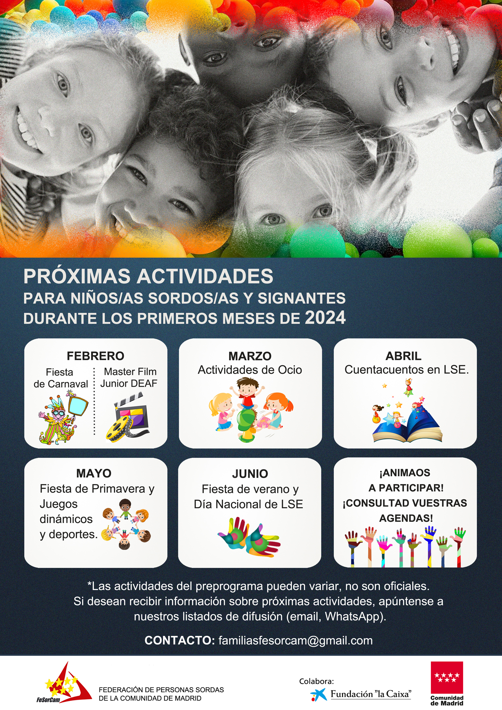 Próximas actividades para niños sordos durante los primeros meses de 2024